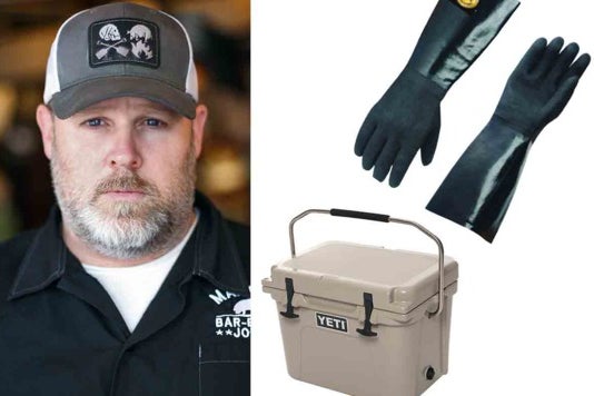 Patrick Martin and the cooking gloves and cooler.